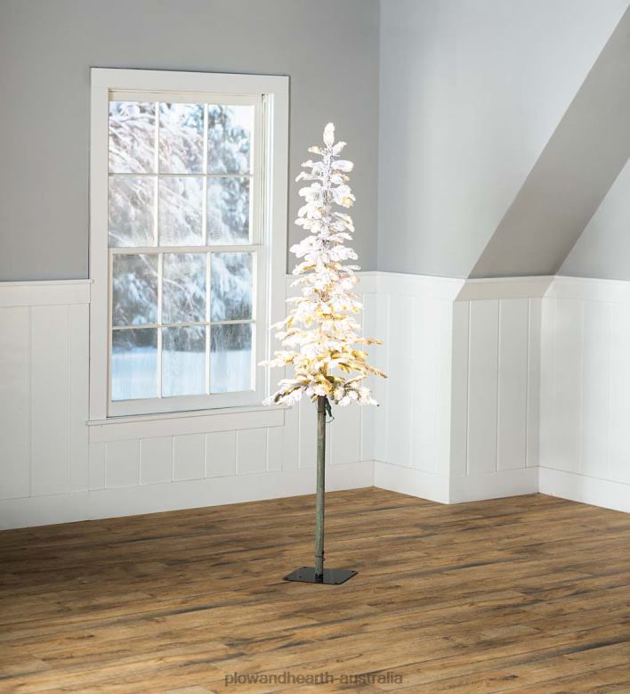 Plow & Hearth 6' Monte Rosa Flocked Alpine Fir Christmas Tree with 150 Warm White LEDs P22BD3232 Seasonal & Gifts