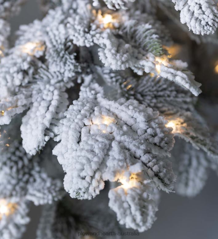 Plow & Hearth 6' Monte Rosa Flocked Alpine Fir Christmas Tree with 150 Warm White LEDs P22BD3232 Seasonal & Gifts