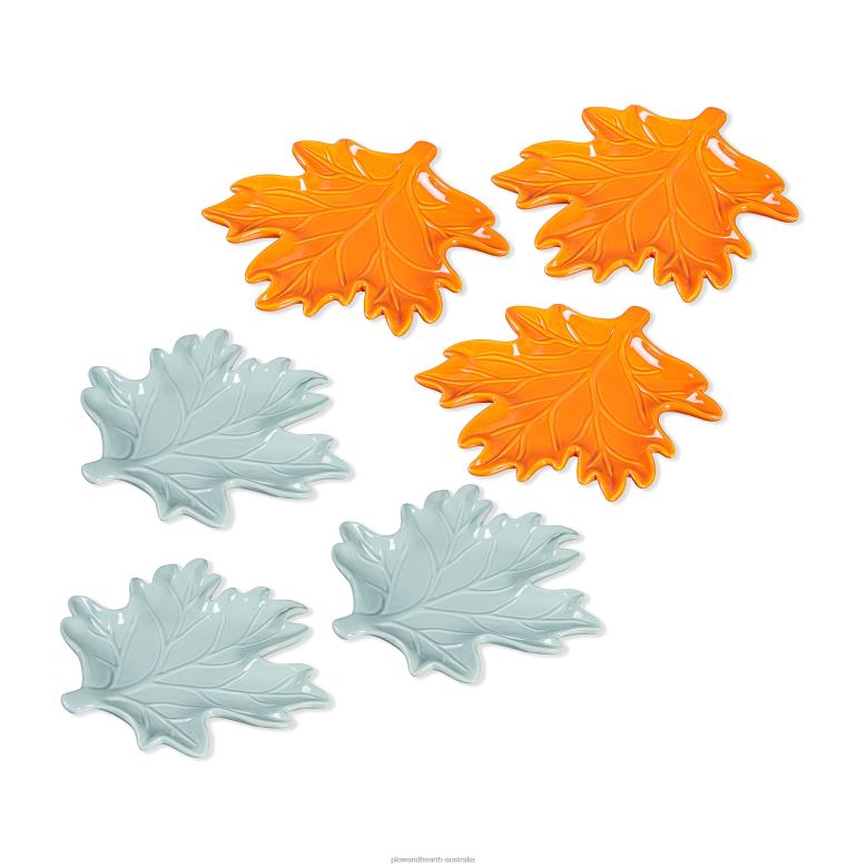 Plow & Hearth Ceramic Fall Leaf Plates, Set of 6 P22BD3119 Seasonal & Gifts
