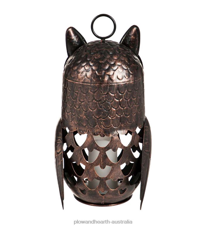Plow & Hearth Crafted Metal LED Owl Lantern P22BD3121 Seasonal & Gifts