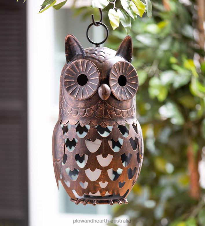 Plow & Hearth Crafted Metal LED Owl Lantern P22BD3121 Seasonal & Gifts