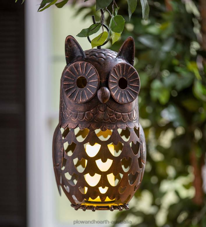 Plow & Hearth Crafted Metal LED Owl Lantern P22BD3121 Seasonal & Gifts