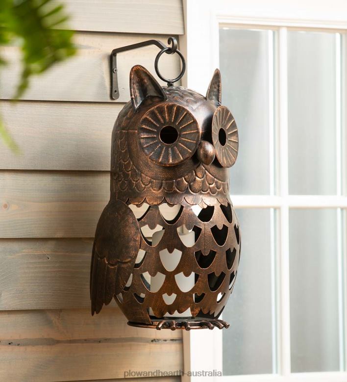 Plow & Hearth Crafted Metal LED Owl Lantern P22BD3121 Seasonal & Gifts