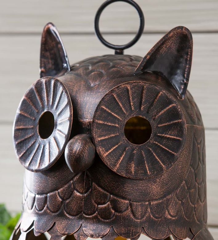 Plow & Hearth Crafted Metal LED Owl Lantern P22BD3121 Seasonal & Gifts