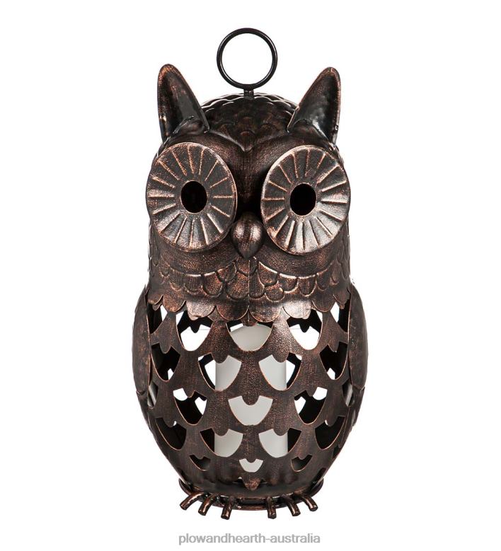 Plow & Hearth Crafted Metal LED Owl Lantern P22BD3121 Seasonal & Gifts