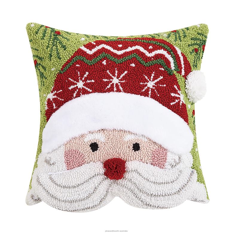 Plow & Hearth 3D Santa Face Hand-Hooked Wool Throw Pillow - Santa P22BD2265 Seasonal & Gifts