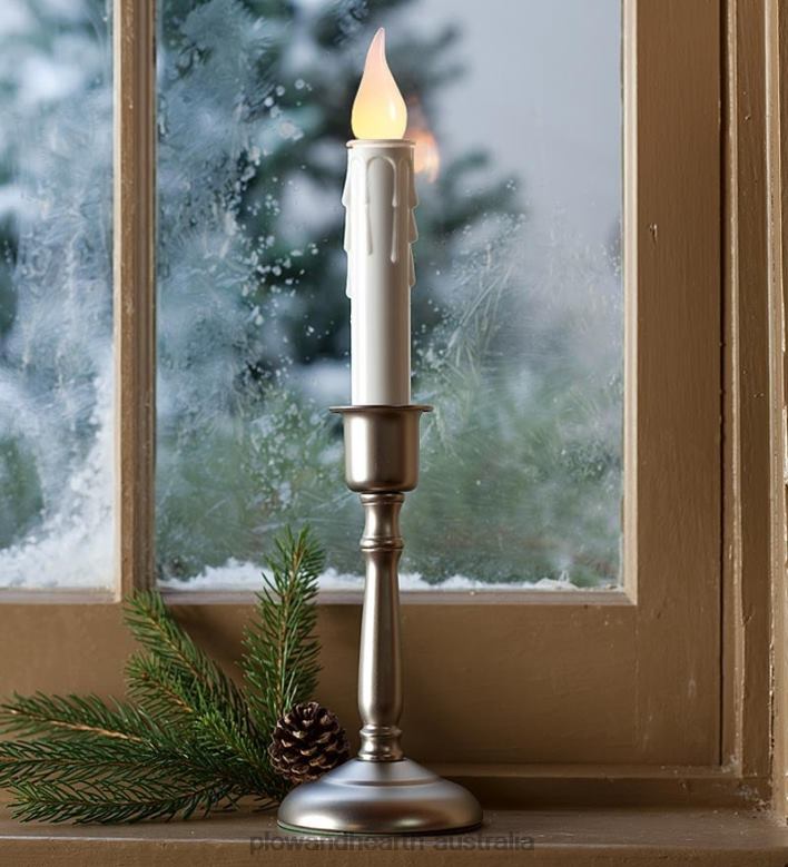 Plow & Hearth Battery-Operated Cordless Classic Candle With Auto Timer - Brass P22BD2179 Seasonal & Gifts