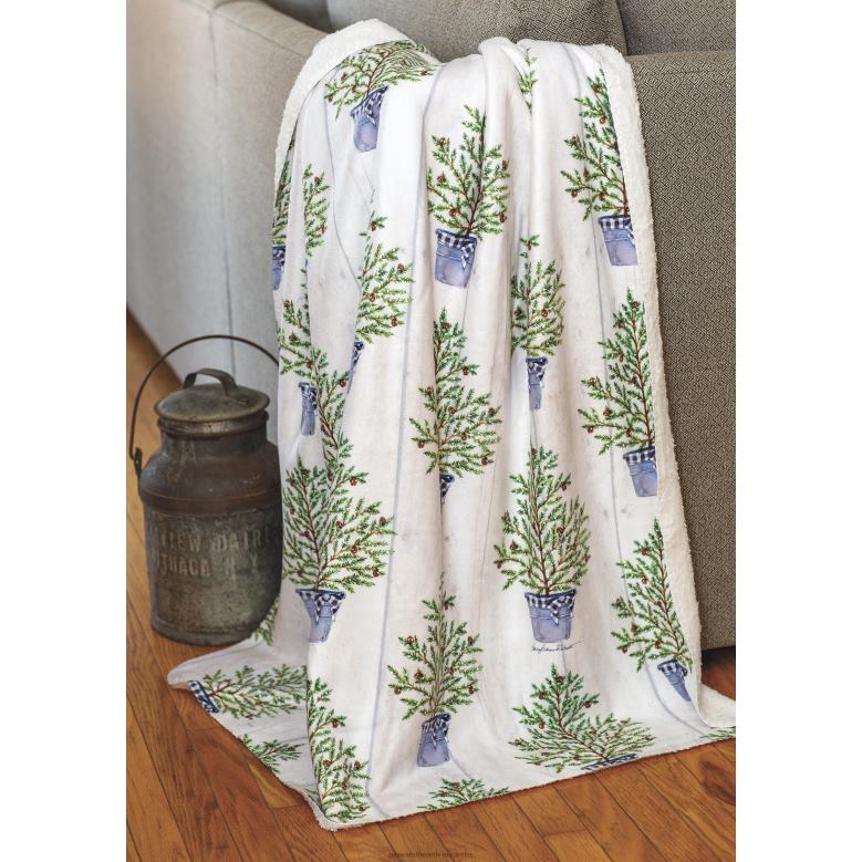 Plow & Hearth Christmas Pine Sherpa Fleece Throw P22BD2303 Seasonal & Gifts