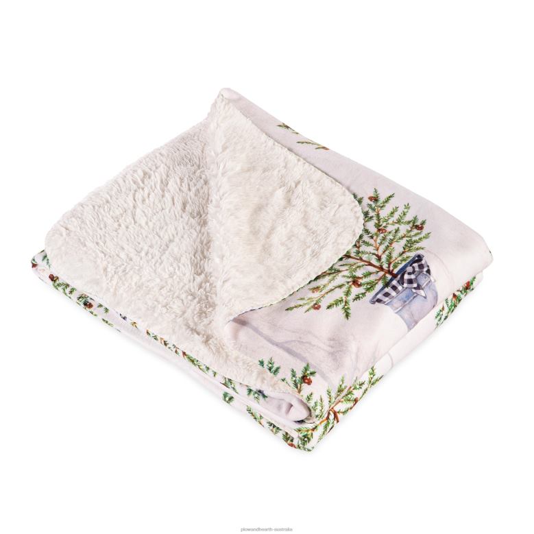 Plow & Hearth Christmas Pine Sherpa Fleece Throw P22BD2303 Seasonal & Gifts