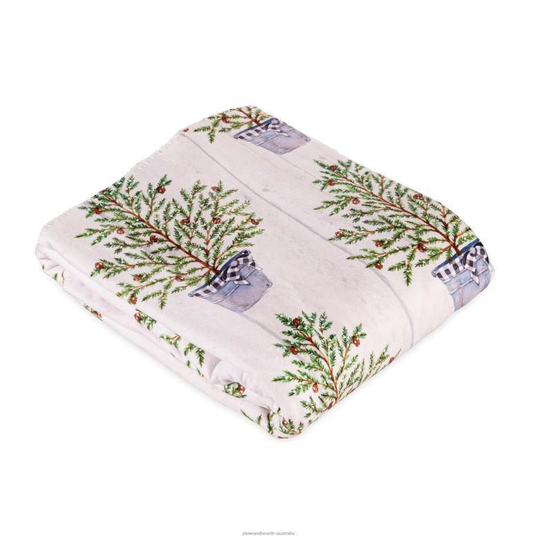Plow & Hearth Christmas Pine Sherpa Fleece Throw P22BD2303 Seasonal & Gifts