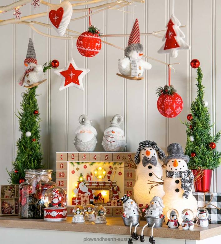 Plow & Hearth Faux Trees with Ornaments in Red Pots, Set of 2 P22BD2210 Seasonal & Gifts