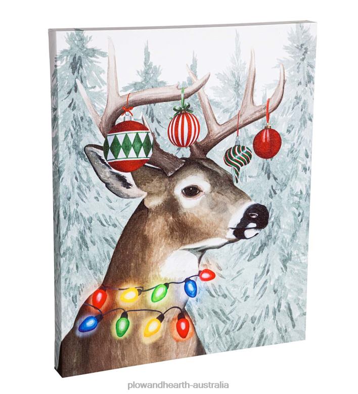Plow & Hearth Festive Forest Deer Holiday Lighted Wall Art P22BD2229 Seasonal & Gifts