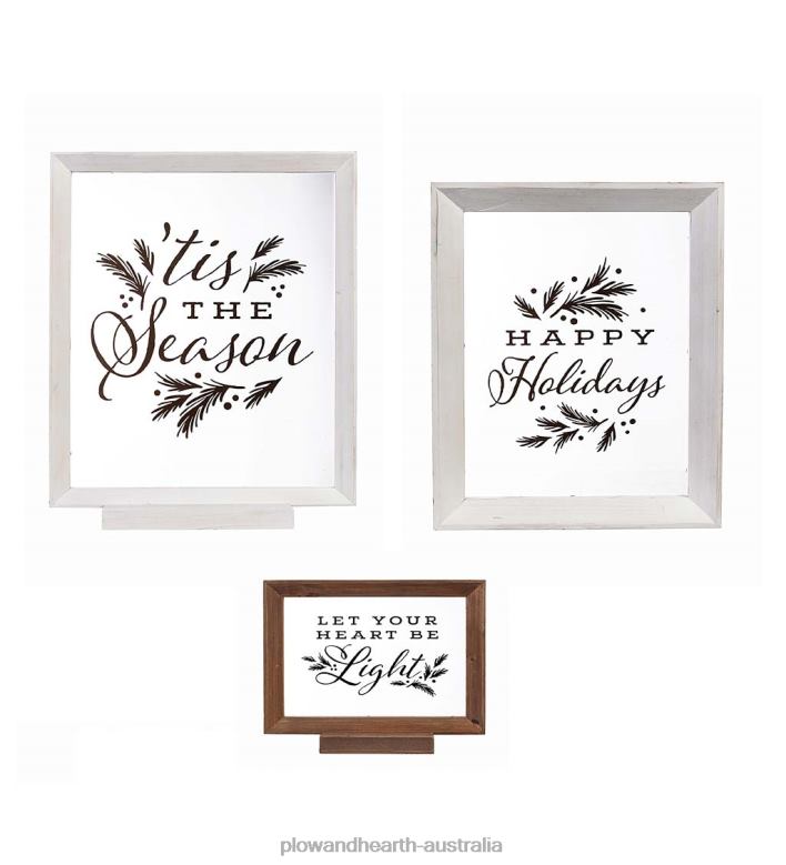 Plow & Hearth Framed Christmas Wishes Holiday Accents, Set of 3 P22BD2266 Seasonal & Gifts