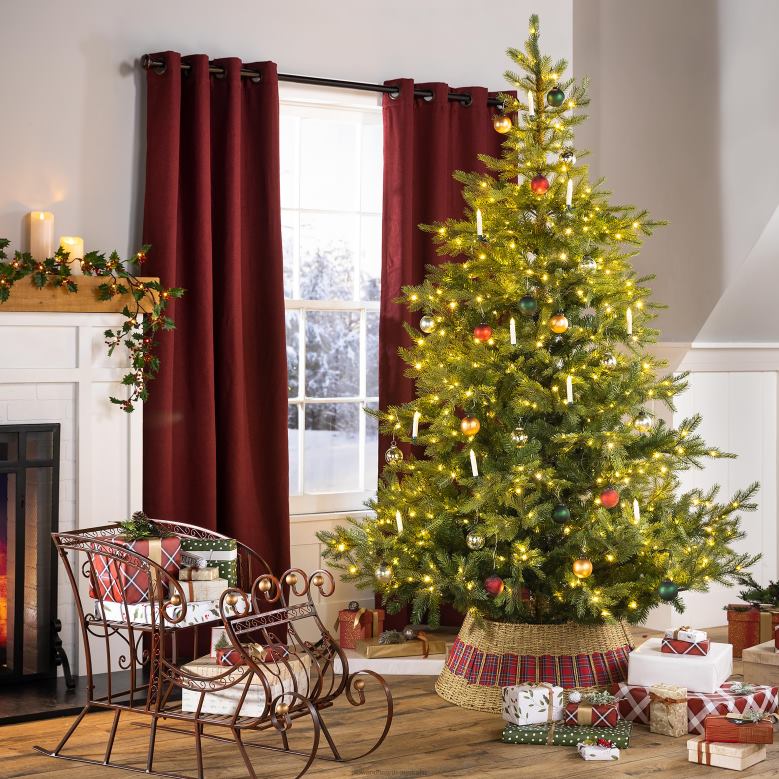 Plow & Hearth Grandis Fir Christmas Trees with 8-Function Warm White LEDs P22BD2240 Seasonal & Gifts