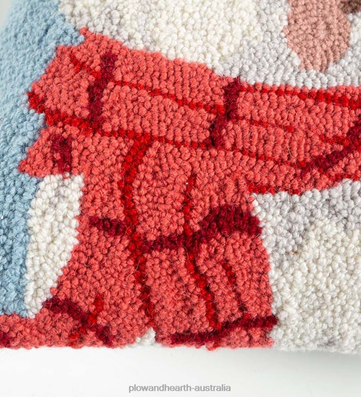 Plow & Hearth Holiday Poodle with Knit Scarf Hand-Hooked Wool Throw Pillow P22BD2228 Seasonal & Gifts