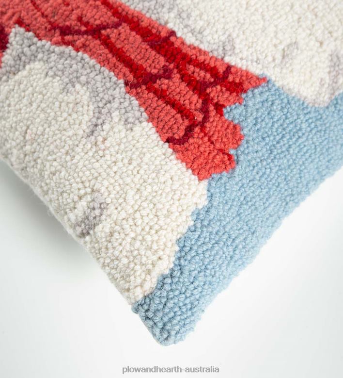 Plow & Hearth Holiday Poodle with Knit Scarf Hand-Hooked Wool Throw Pillow P22BD2228 Seasonal & Gifts