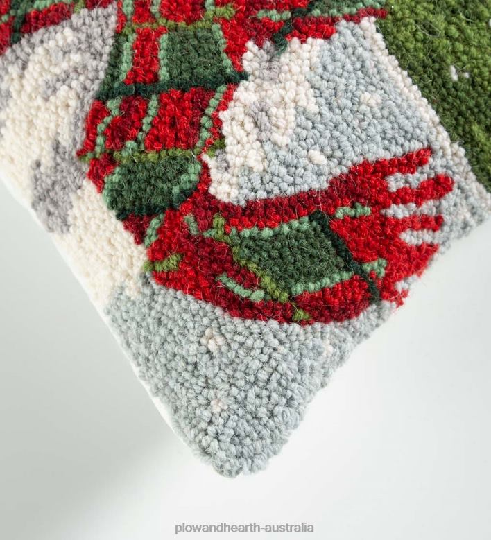 Plow & Hearth Holiday Westie with Scarf Hand-Hooked Wool Throw Pillow P22BD2264 Seasonal & Gifts