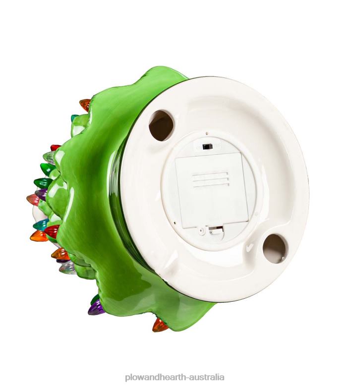 Plow & Hearth LED Ceramic Christmas Tree with Santa Hat P22BD2276 Seasonal & Gifts