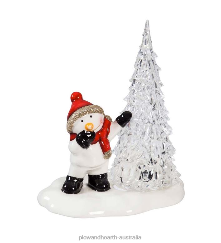 Plow & Hearth LED Ceramic Snowman and Santa with Trees, Set of 2 P22BD2188 Seasonal & Gifts