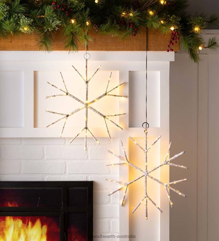 Plow & Hearth Lighted Birch Branch Snowflake Hanging Accent - Brown P22BD2180 Seasonal & Gifts