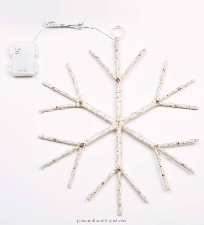 Plow & Hearth Lighted Birch Branch Snowflake Hanging Accent - Brown P22BD2180 Seasonal & Gifts