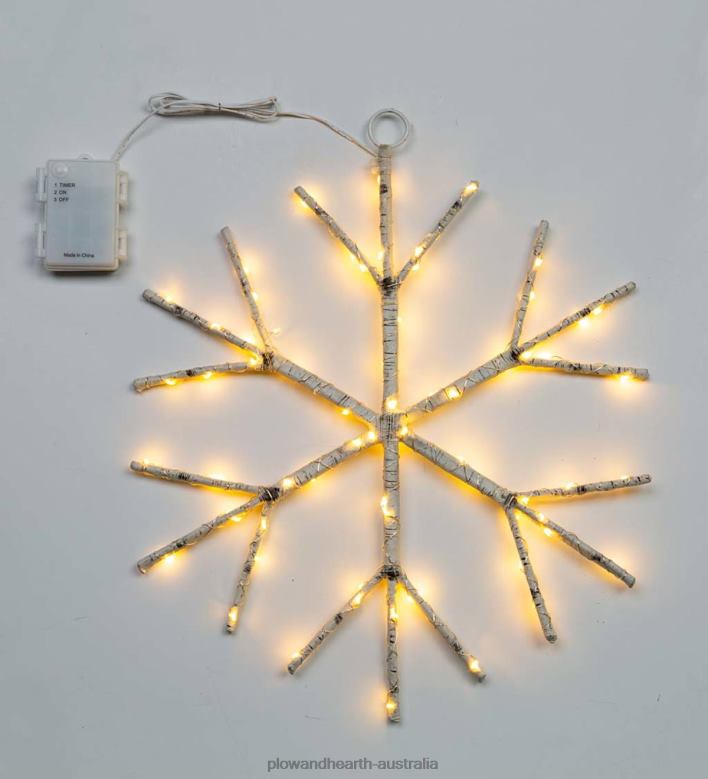 Plow & Hearth Lighted Birch Branch Snowflake Hanging Accent - Brown P22BD2180 Seasonal & Gifts