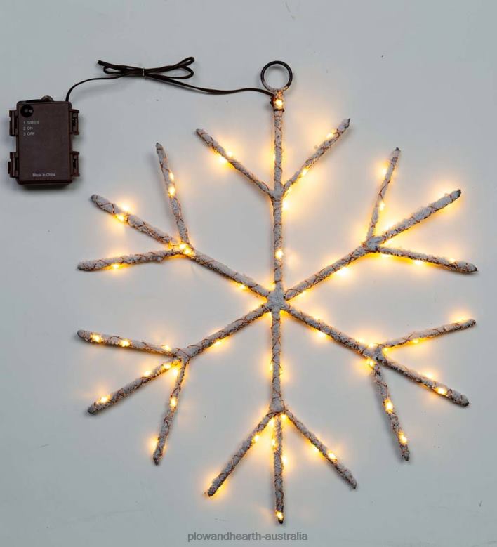 Plow & Hearth Lighted Birch Branch Snowflake Hanging Accent - Brown P22BD2180 Seasonal & Gifts