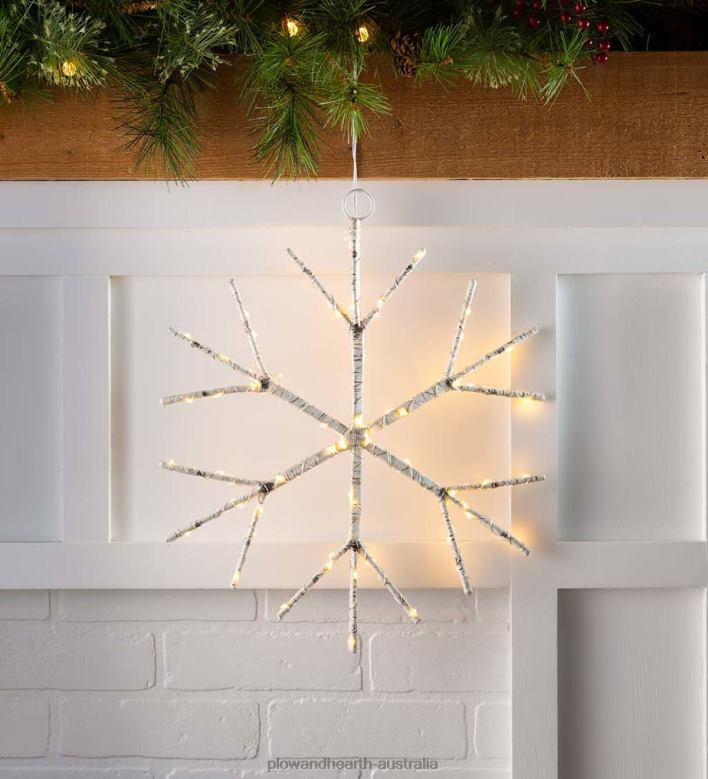 Plow & Hearth Lighted Birch Branch Snowflake Hanging Accent - Brown P22BD2180 Seasonal & Gifts
