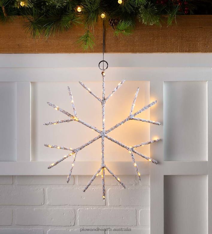 Plow & Hearth Lighted Birch Branch Snowflake Hanging Accent - Brown P22BD2180 Seasonal & Gifts