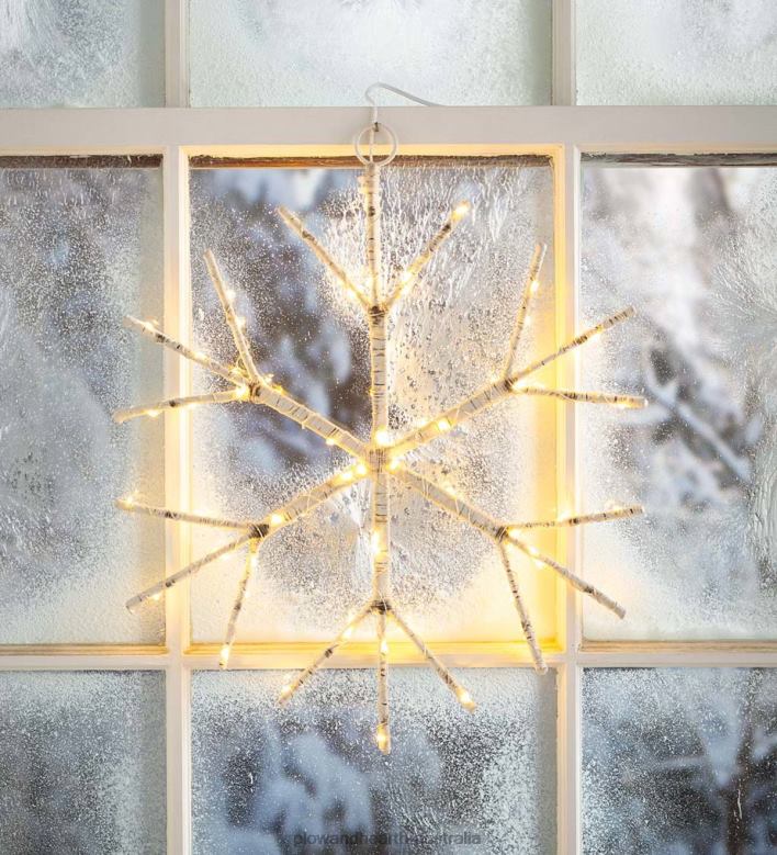 Plow & Hearth Lighted Birch Branch Snowflake Hanging Accent - Brown P22BD2180 Seasonal & Gifts