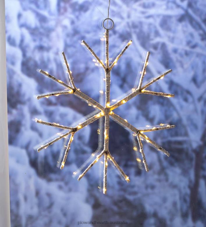 Plow & Hearth Lighted Birch Branch Snowflake Hanging Accent - Brown P22BD2180 Seasonal & Gifts