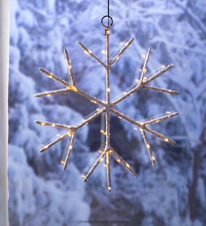 Plow & Hearth Lighted Birch Branch Snowflake Hanging Accent - Brown P22BD2180 Seasonal & Gifts