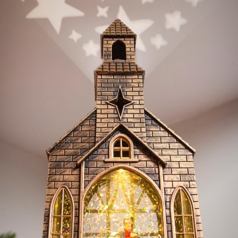 Plow & Hearth Lighted Church Water Globe Lantern with Projector P22BD2178 Seasonal & Gifts