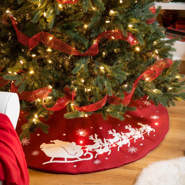 Plow & Hearth Lighted Santa's Sleigh Christmas Tree Skirt P22BD2258 Seasonal & Gifts