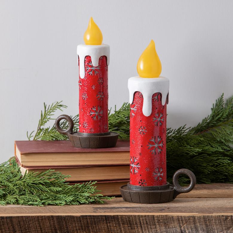 Plow & Hearth Lighted Snowflake Candlestick Table Decor, Set of 2 P22BD2176 Seasonal & Gifts