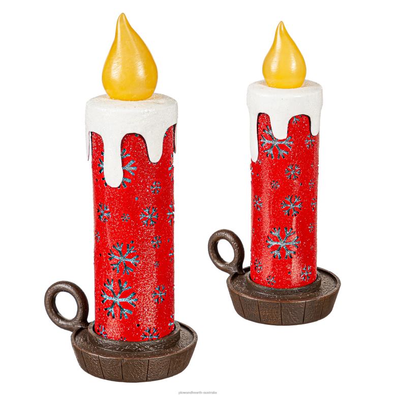 Plow & Hearth Lighted Snowflake Candlestick Table Decor, Set of 2 P22BD2176 Seasonal & Gifts