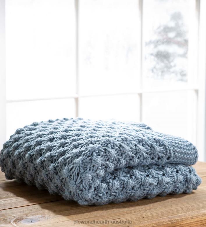 Plow & Hearth Lightweight Knitted Cozy Acrylic Throw - Blue P22BD2169 Seasonal & Gifts