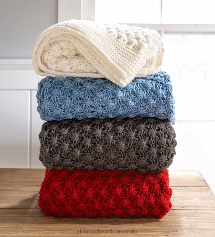 Plow & Hearth Lightweight Knitted Cozy Acrylic Throw - Blue P22BD2169 Seasonal & Gifts