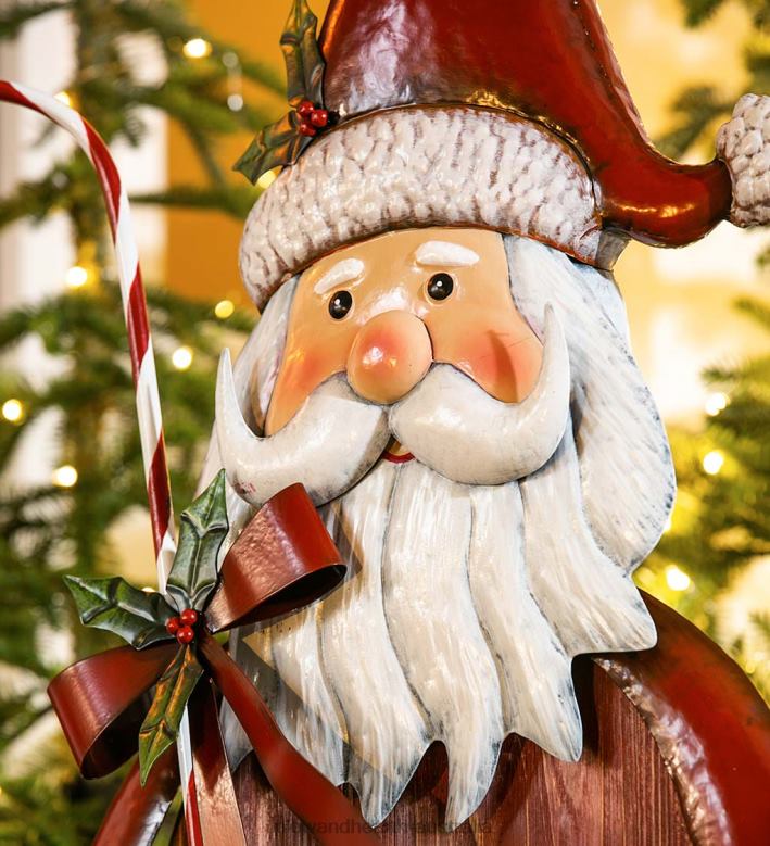 Plow & Hearth Metal and Wood Santa Statuary P22BD2206 Seasonal & Gifts