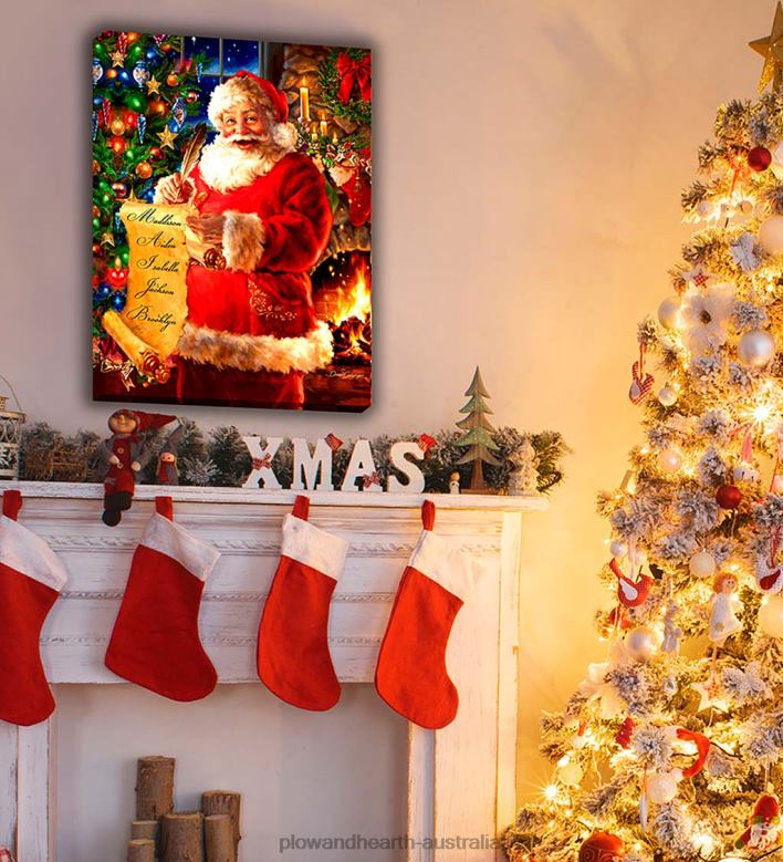 Plow & Hearth Personalized Illuminated Santa's List Wall Art Canvas P22BD2221 Seasonal & Gifts