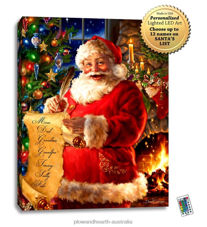 Plow & Hearth Personalized Illuminated Santa's List Wall Art Canvas P22BD2221 Seasonal & Gifts