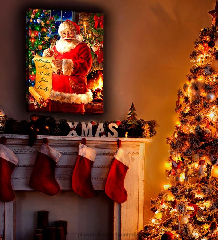 Plow & Hearth Personalized Illuminated Santa's List Wall Art Canvas P22BD2221 Seasonal & Gifts