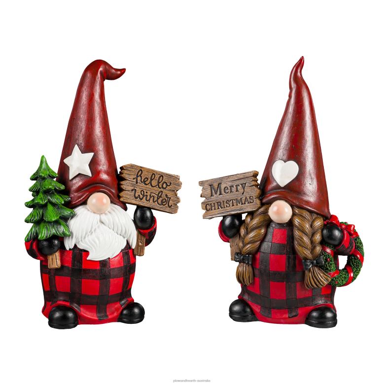 Plow & Hearth Plaid Winter Gnome Statues, Set of 2 P22BD2253 Seasonal & Gifts