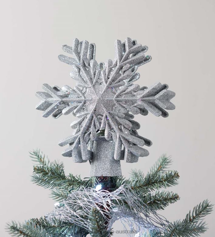 Plow & Hearth Silver Snowflake Christmas Tree Topper with LED Projected Stars P22BD2249 Seasonal & Gifts