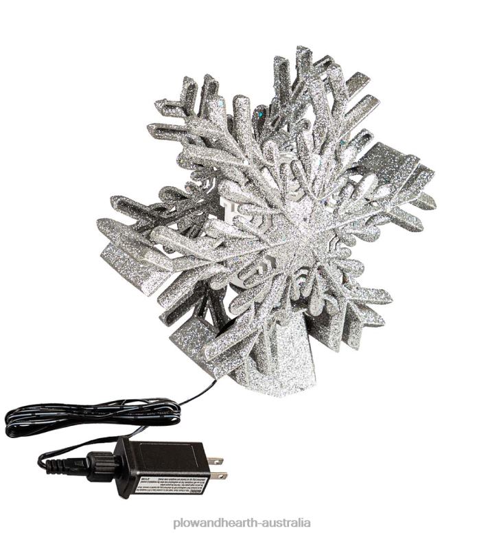 Plow & Hearth Silver Snowflake Christmas Tree Topper with LED Projected Stars P22BD2249 Seasonal & Gifts