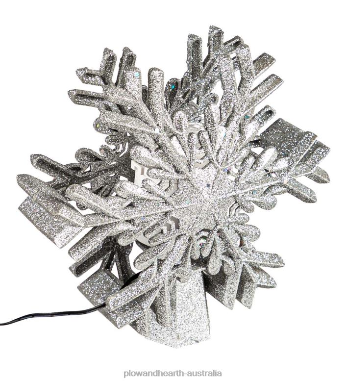 Plow & Hearth Silver Snowflake Christmas Tree Topper with LED Projected Stars P22BD2249 Seasonal & Gifts