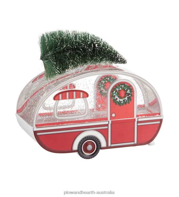 Plow & Hearth Holiday Vintage Camper with Bottle Tree Lighted Glitter Water Globe P22BD2148 Seasonal & Gifts