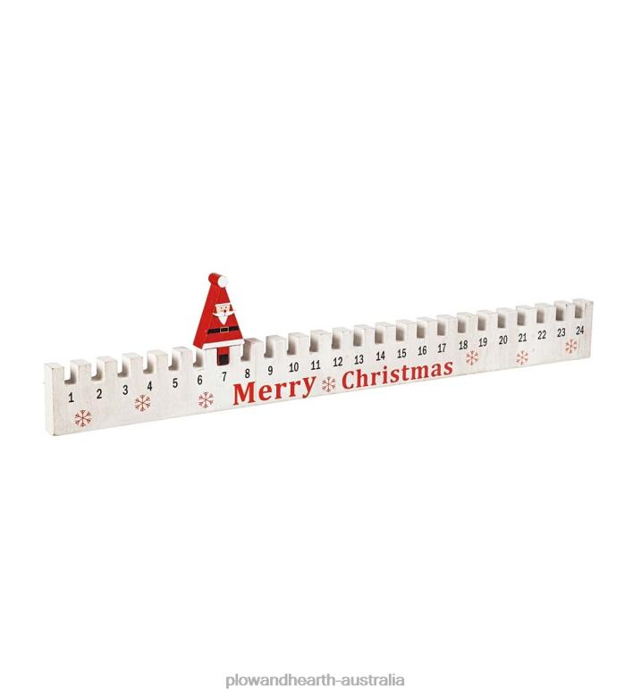 Plow & Hearth Wood Advent Calendar with Moveable Santa Table Decor P22BD2149 Seasonal & Gifts