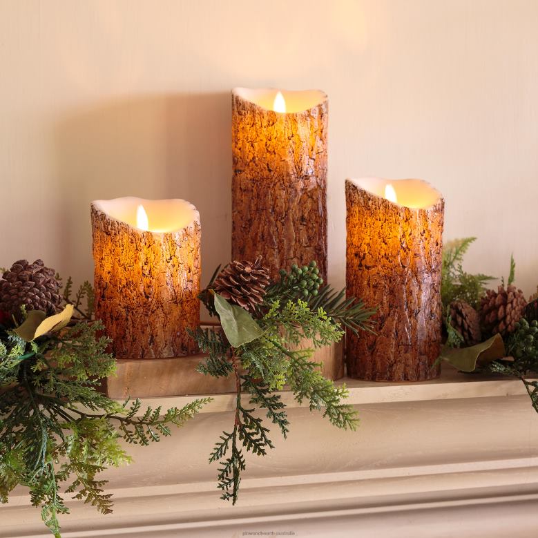 Plow & Hearth Woodland Flameless LED Candles with Timer, Set of 3 P22BD2142 Seasonal & Gifts