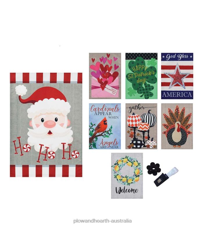 Plow & Hearth Set of 8 Seasonal Burlap Garden Flags P22BD3110 Seasonal & Gifts